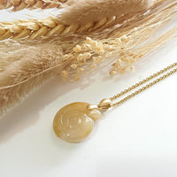 Translucent Icy Yellow Jadeite "Wealth Conch Shell" Pendant (JAB007721) 6