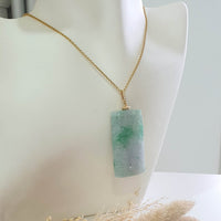 Translucent Icy Brilliant Green with Lavender Jadeite "Prosperity Fishes and Lotus" Pendant (JAB007727) 9