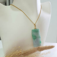 Translucent Icy Brilliant Green with Lavender Jadeite "Prosperity Fishes and Lotus" Pendant (JAB007727) 10