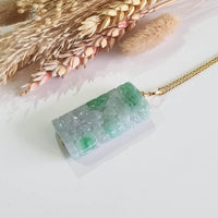 Translucent Icy Brilliant Green with Lavender Jadeite "Prosperity Fishes and Lotus" Pendant (JAB007727) 7