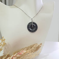 Translucent Icy Black Jadeite "Auspicious Coin" Pendant (JAB007752) 8