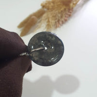 Translucent Icy Black Jadeite "Auspicious Coin" Pendant (JAB007752) 3