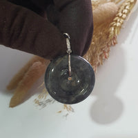Translucent Icy Black Jadeite "Auspicious Coin" Pendant (JAB007752) 6