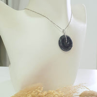 Translucent Icy Black Jadeite "Auspicious Coin" Pendant (JAB007752) 7
