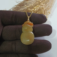 Translucent Orangey Yellow Jadeite "Blessing of Prosperity" Pendant (JAB007809) 7