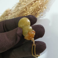 Translucent Orangey Yellow Jadeite "Blessing of Prosperity" Pendant (JAB007809) 5