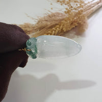 Highly Translucent Icy Green Jadeite "Ruyi of Prosperity" Pendant (JAB007811) 7