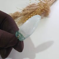 Highly Translucent Icy Green Jadeite "Ruyi of Prosperity" Pendant (JAB007811) 8