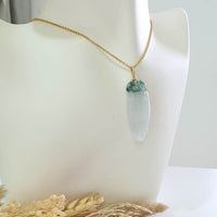 Highly Translucent Icy Green Jadeite "Ruyi of Prosperity" Pendant (JAB007811) 9