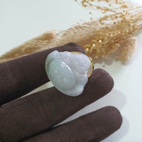 Good Translucency Icy Lavender with Green "Laughing Buddha" Pendant (JAB007820) 3