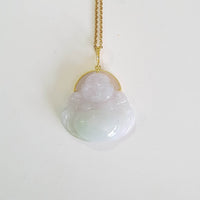 Good Translucency Icy Lavender with Green "Laughing Buddha" Pendant (JAB007820) 9