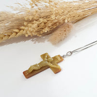 Translucent Orangey and Yellow Jadeite "Crucifix" Pendant (JAB007855) 6