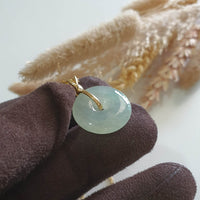 Good Translucent Icy Bright Green Jadeite Donut "Cherry Blossom" Pendant (JAB007878) 5