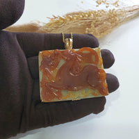 Translucent Icy Orangey Red Jadeite "Fire Galloping Horse of Abundance" Pendant (JAB007921) 2