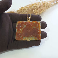 Translucent Icy Orangey Red Jadeite "Fire Galloping Horse of Abundance" Pendant (JAB007921) 3
