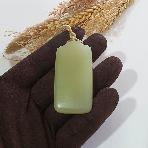 Translucent Yellow Nephrite “Wu Shi Pai” Pendant (JAB007923) 1