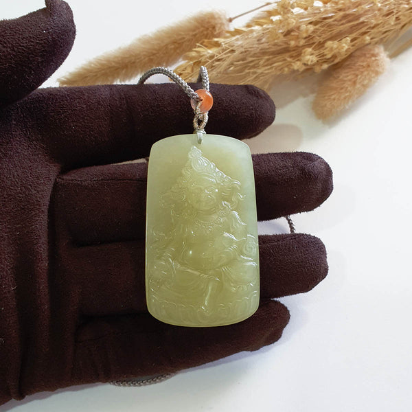 Translucent Icy Yellow Nephrite “Yellow Dzambala” Pendant (JAB007924) 1