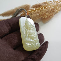 Translucent Icy Yellow Nephrite “Yellow Dzambala” Pendant (JAB007924) 3