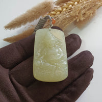 Translucent Icy Yellow Nephrite “Yellow Dzambala” Pendant (JAB007924) 5