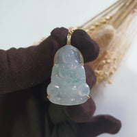 Highly Translucent Icy with Green Jadeite "Goddess of Mercy" Pendant (JAB007937) 3