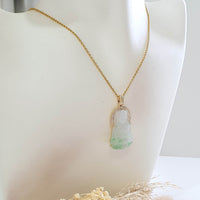 [Rare] Good Translucency Icy Apple Green Jadeite "Goddess of Mercy" Pendant (JAB007938) 9