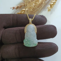 [Rare] Good Translucency Icy Apple Green Jadeite "Goddess of Mercy" Pendant (JAB007938) 2