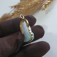 [Rare] Good Translucency Icy Apple Green Jadeite "Goddess of Mercy" Pendant (JAB007938) 6