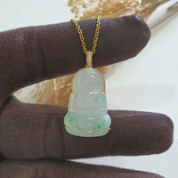 Good Translucent Icy with Green Jadeite "Goddess of Mercy" Pendant (JAB007951) 1