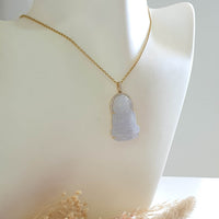 [Rare] Good Translucency Icy Lavender Jadeite "Goddess of Mercy" Pendant (JAB007960) 9