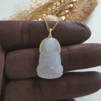 [Rare] Good Translucency Icy Lavender Jadeite "Goddess of Mercy" Pendant (JAB007960) 5