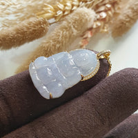 [Rare] Good Translucency Icy Lavender Jadeite "Goddess of Mercy" Pendant (JAB007960) 8