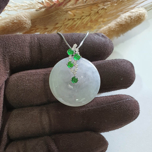 [Rare] Translucent Icy Lavender and Green Jadeite “Prosperity Lumière” Pendant (JAB008013) 1