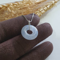 Good Translucency Icy Bluish Lavender Jadeite Donut Pendant (JAB008050) 5