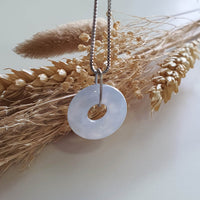 Good Translucency Icy Bluish Lavender Jadeite Donut Pendant (JAB008050) 7