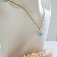 Translucent Lilac with Apple Green Jadeite Donut Pendant (JAB008081) 8