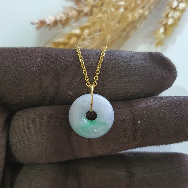 Translucent Lilac with Apple Green Jadeite Donut Pendant (JAB008081) 1