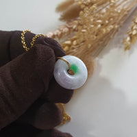 Translucent Lilac with Apple Green Jadeite Donut Pendant (JAB008081) 3