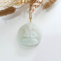 Translucent Icy Light Green Jadeite " Manjushri " Pendant (JAB008115) 7