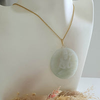 Translucent Icy Light Green Jadeite " Manjushri " Pendant (JAB008115) 10