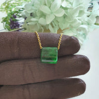 Translucent Brilliant Flower Green Jadeite "Barrel" Pendant (JAB008139) 8