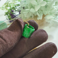 Translucent Brilliant Flower Green Jadeite "Barrel" Pendant (JAB008139) 2