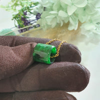 Translucent Brilliant Flower Green Jadeite "Barrel" Pendant (JAB008139) 3