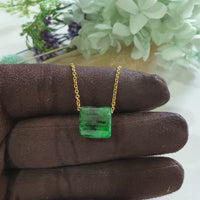 Translucent Brilliant Flower Green Jadeite "Barrel" Pendant (JAB008139) 1