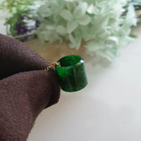 Translucent Brilliant Flower Green Jadeite "Barrel" Pendant (JAB008139) 5