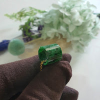 Translucent Brilliant Flower Green Jadeite "Barrel" Pendant (JAB008139) 4