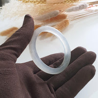 [Rare] Highly Translucent Icy Jadeite Oval Shape Bangle (JAC001938) 3