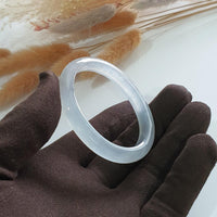 [Rare] Highly Translucent Icy Jadeite Oval Shape Bangle (JAC001938) 2