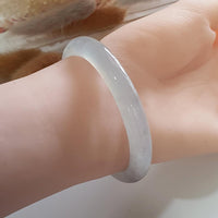 [Rare] Highly Translucent Icy Jadeite Oval Shape Bangle (JAC001938) 8