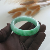 Translucent Green with Brilliant Green Patches Jadeite Bangle (JAC002243) 1