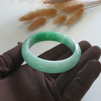 Translucent Green with Brilliant Green Patches Jadeite Bangle (JAC002243) 2